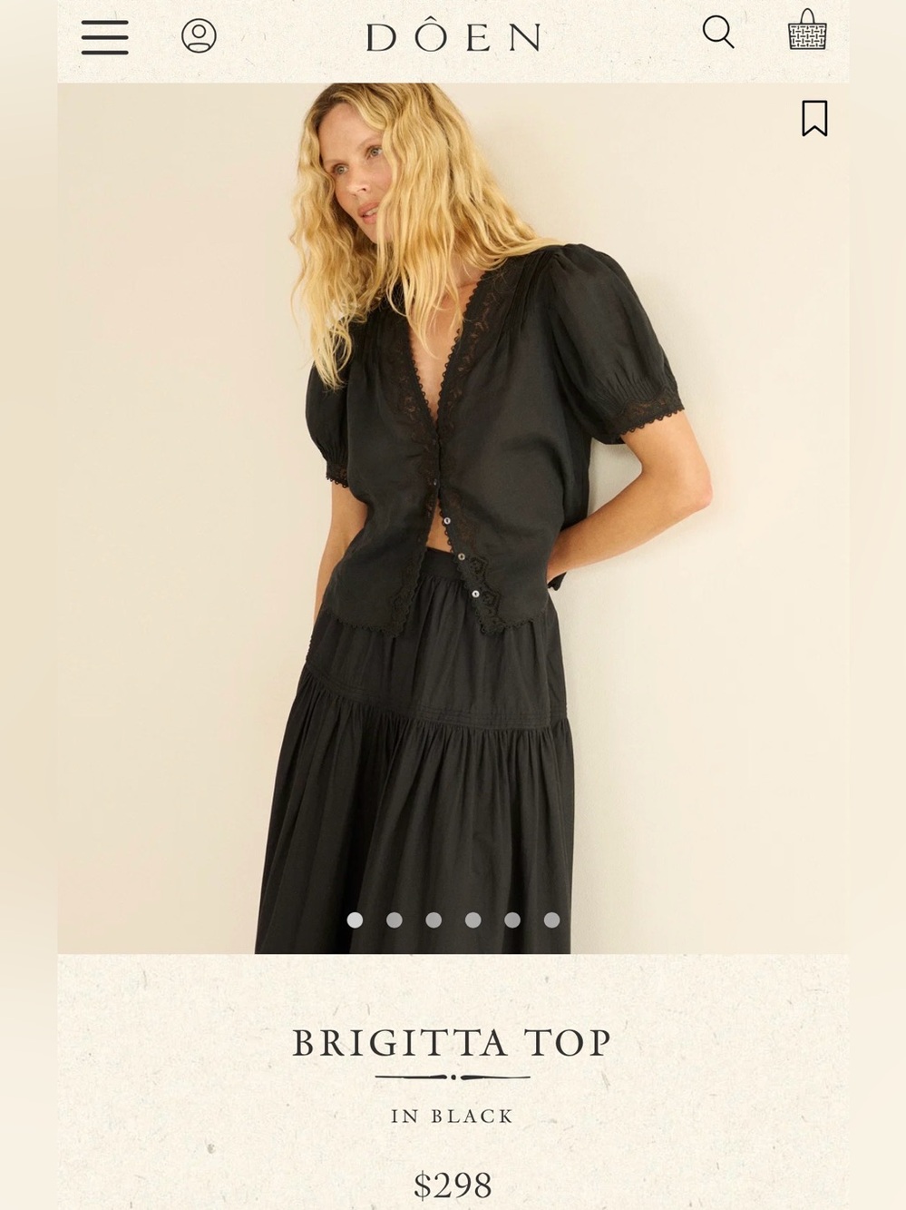 Doen Brigitta top in black